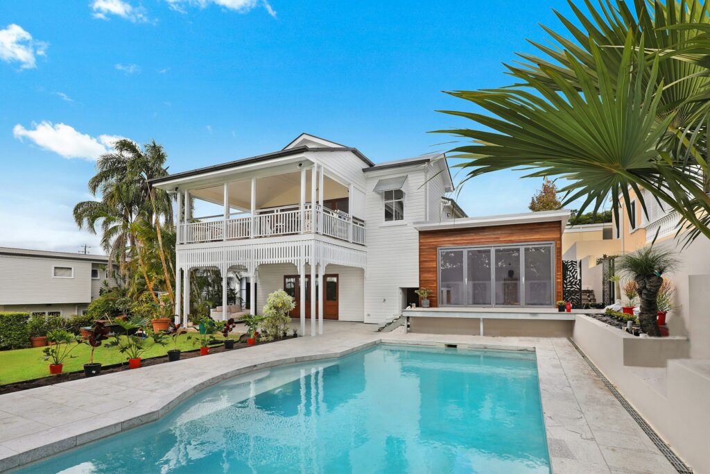 Modern home exterior with large windows